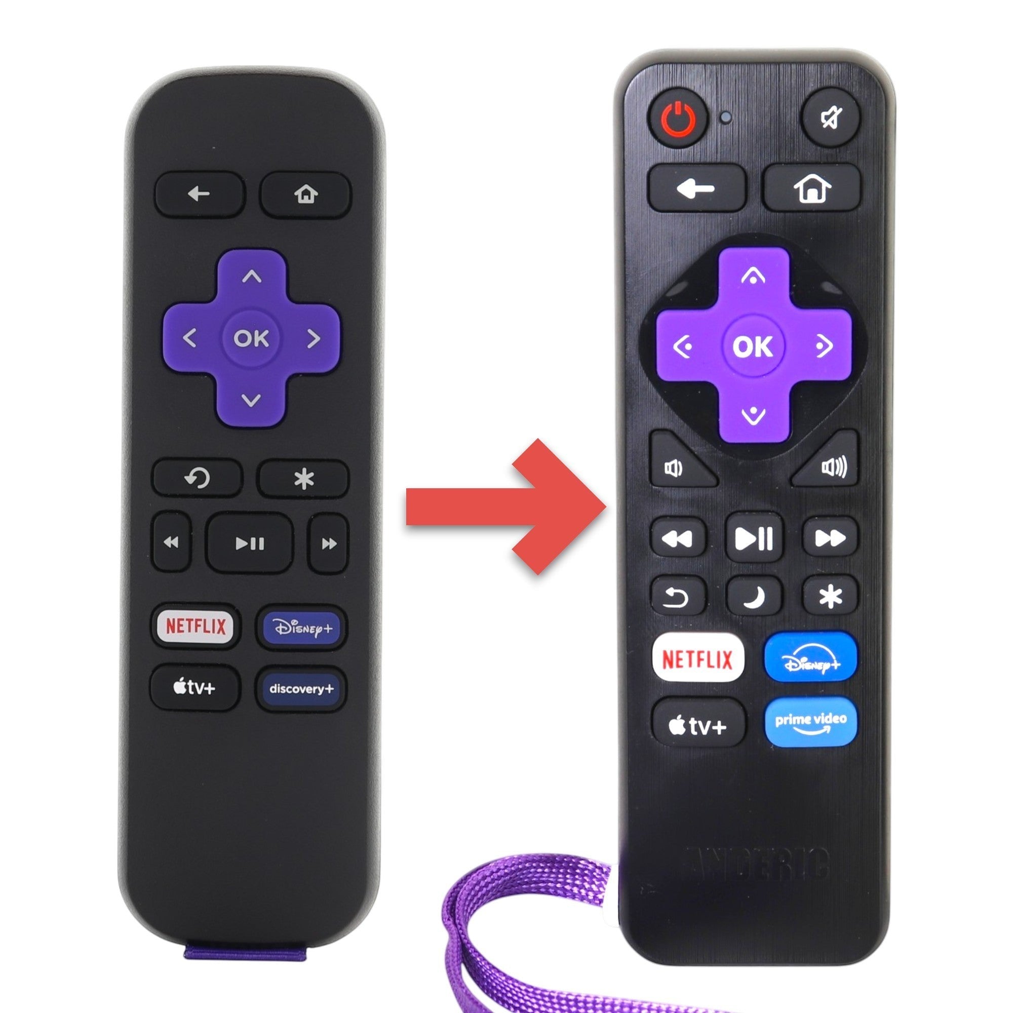 Substitute for Roku RC-ALIR EXPRESS Streaming Remote Control 3226001237 [RRST01]