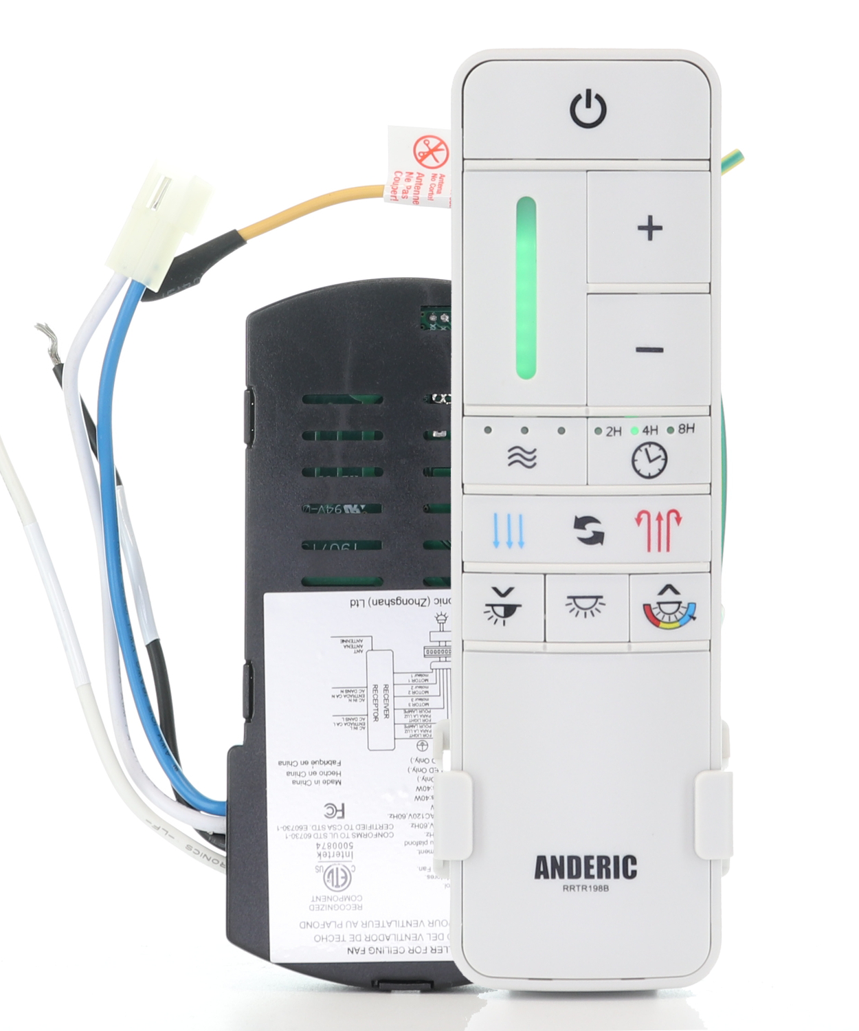 Anderic MR205A-D / TR198B Replacement Ceiling Fan Remote Control Kit for Marlon Home Decorators Collection and others - MR205A-D / RRTR198B