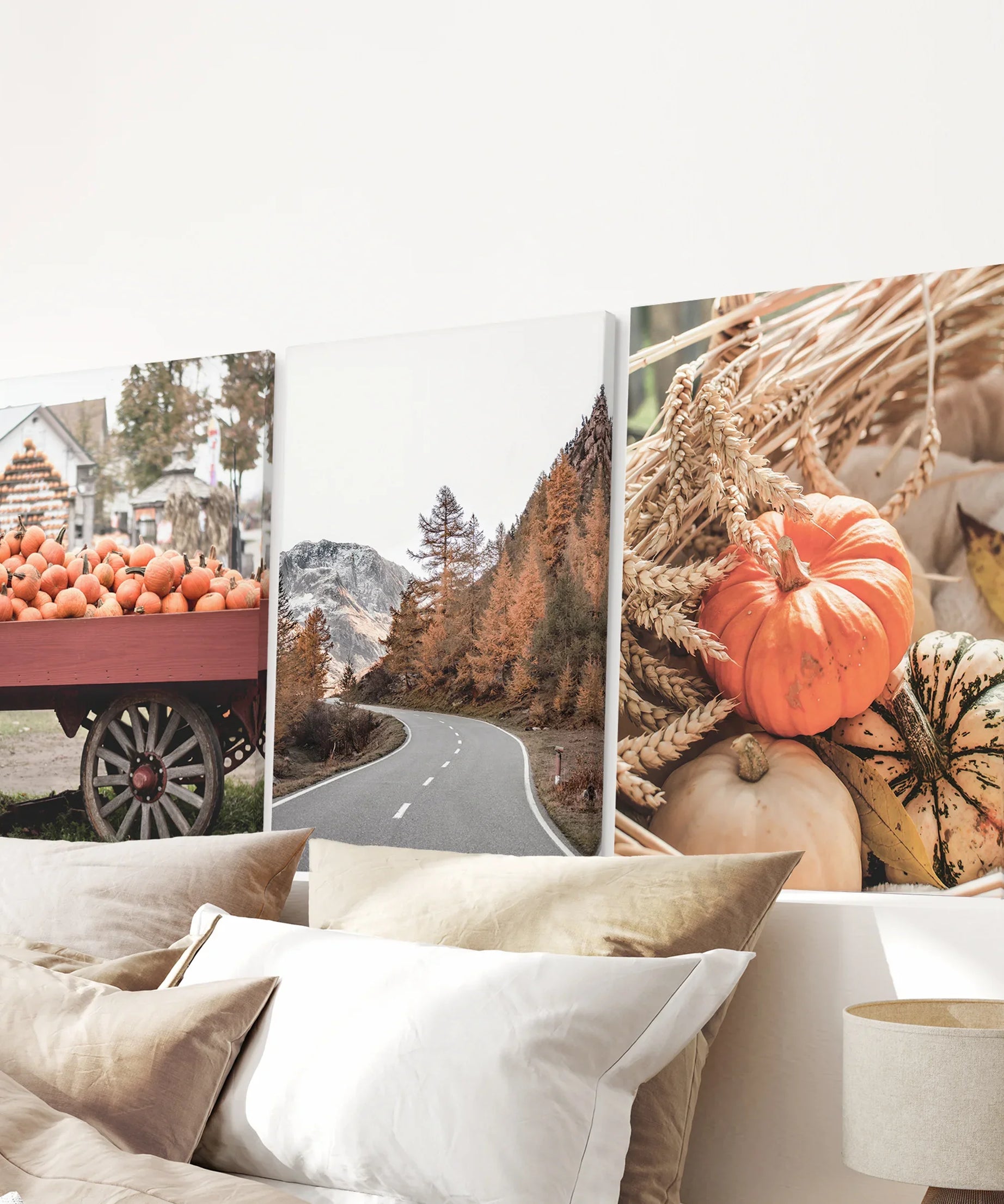 Autumn Pumpkin Set of 3 Prints. Rustic Fall Harvest Decor