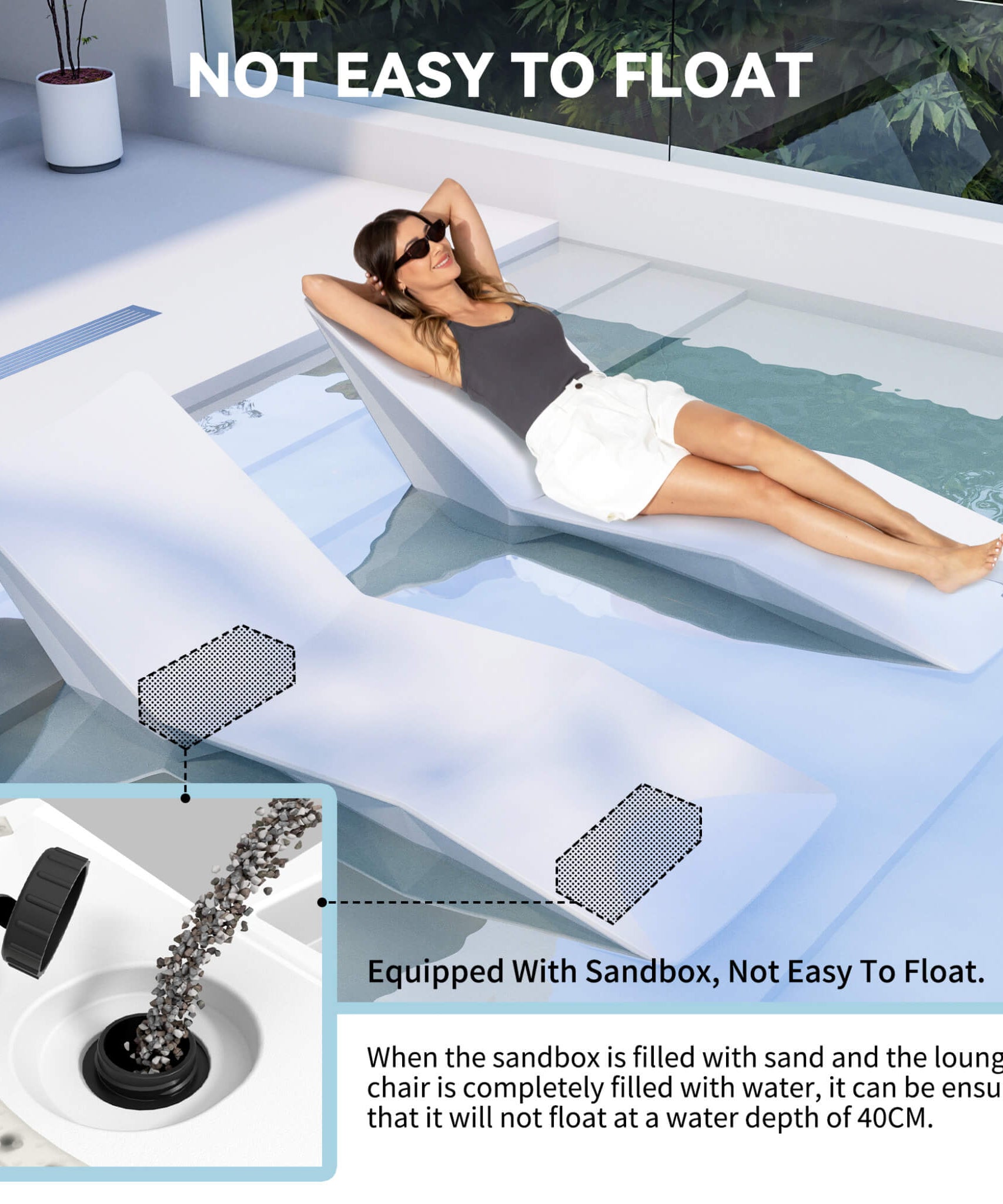 Alora S-Shaped Outdoor Natural Arc Pool Lounger (SAK82405)