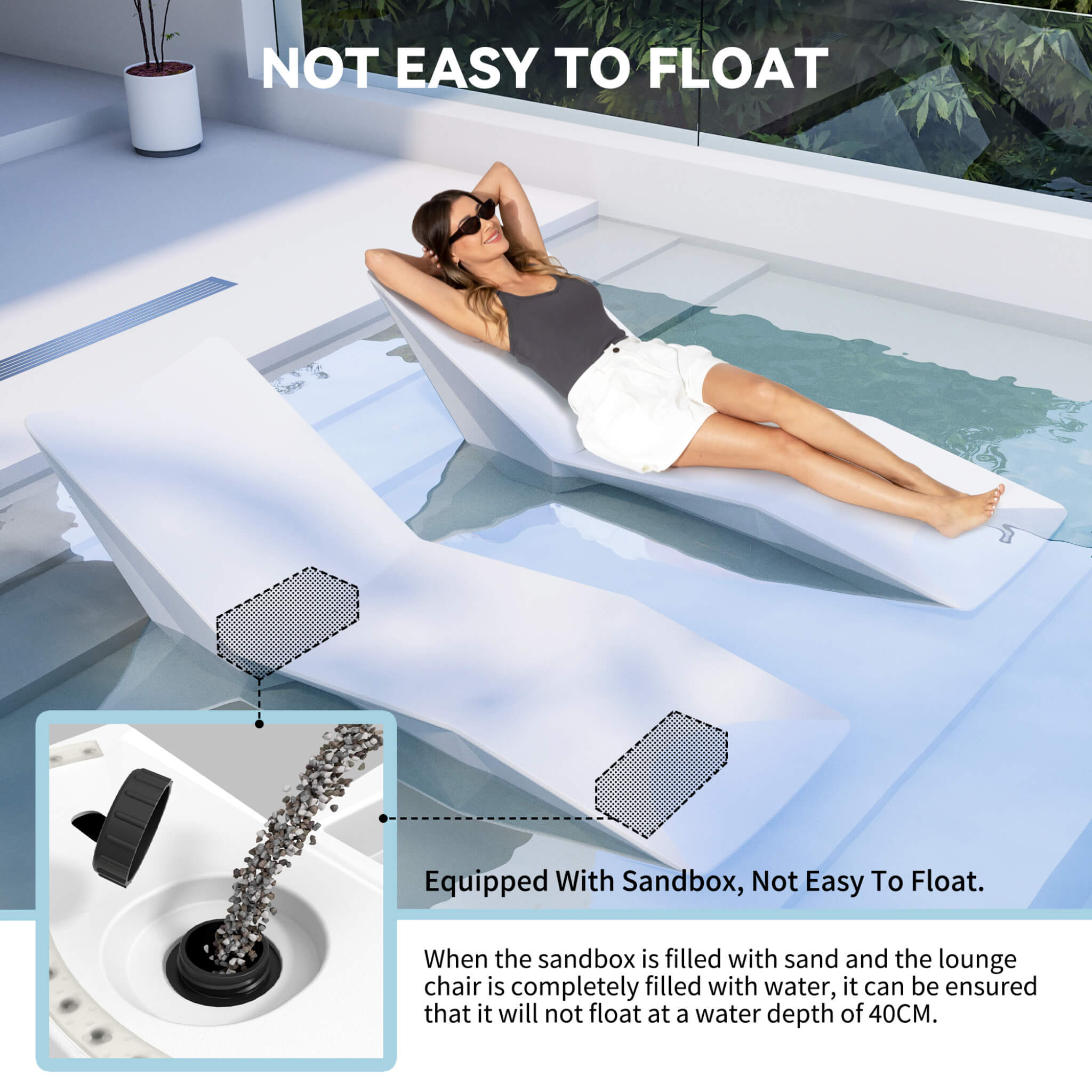 Alora S-Shaped Outdoor Natural Arc Pool Lounger (SAK82405)