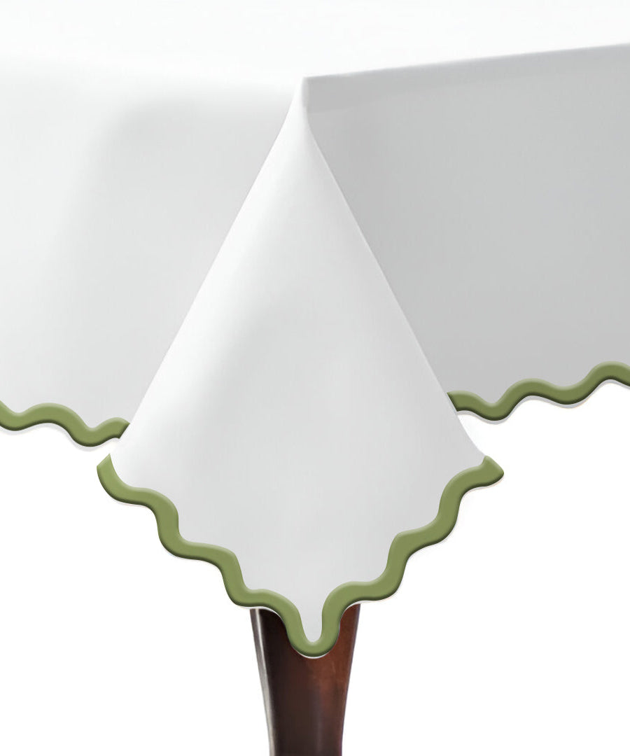 Applique Scalloped Embroidery Cotton Table Cloth