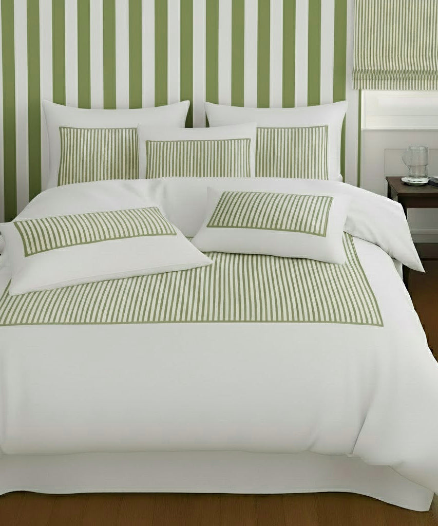 Classic Applique Ticking Stripe Cotton Duvet Cover Set