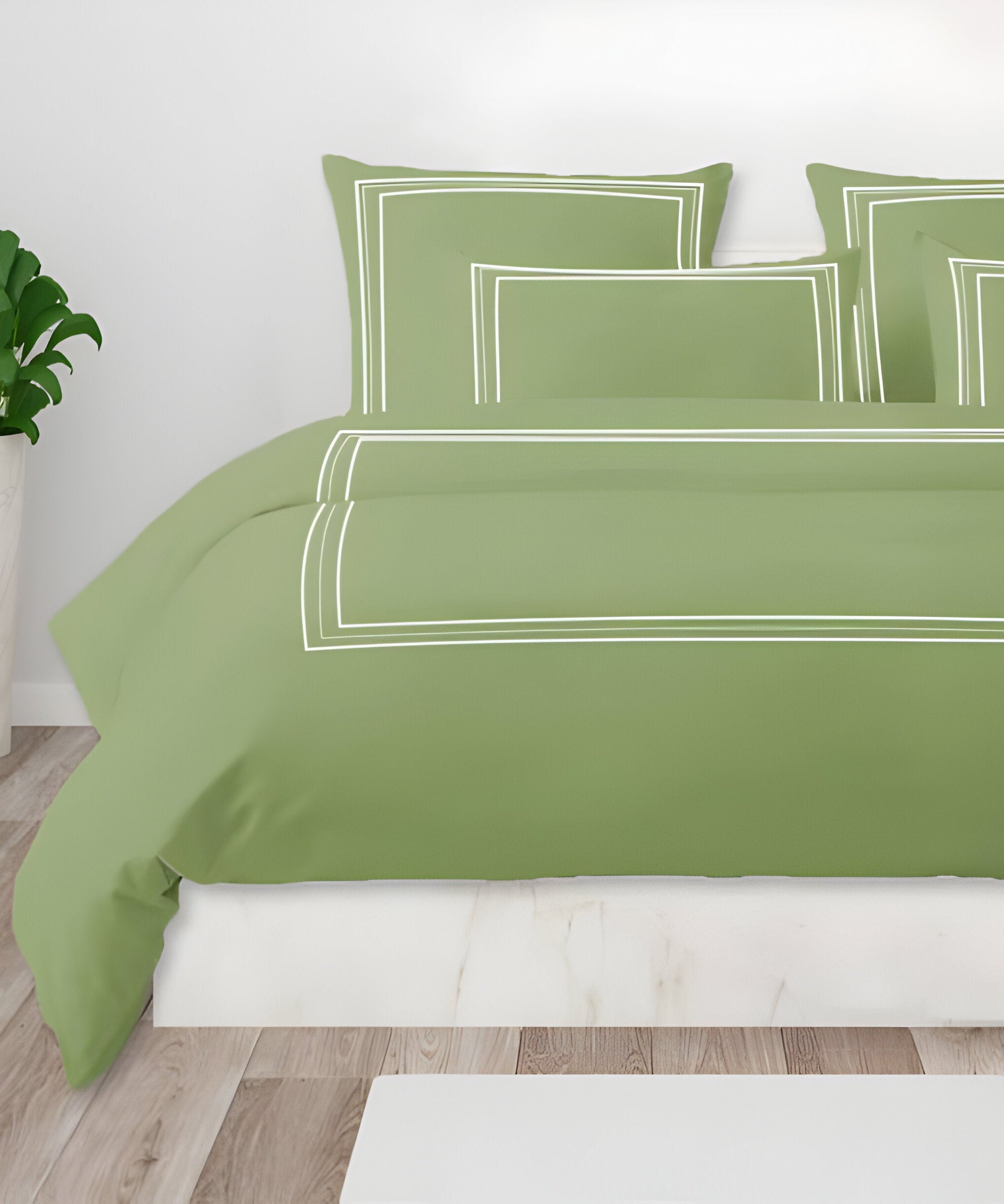 400TC Cotton Classic Luxurious Embroidery Sateen Solid Duvet Cover Set