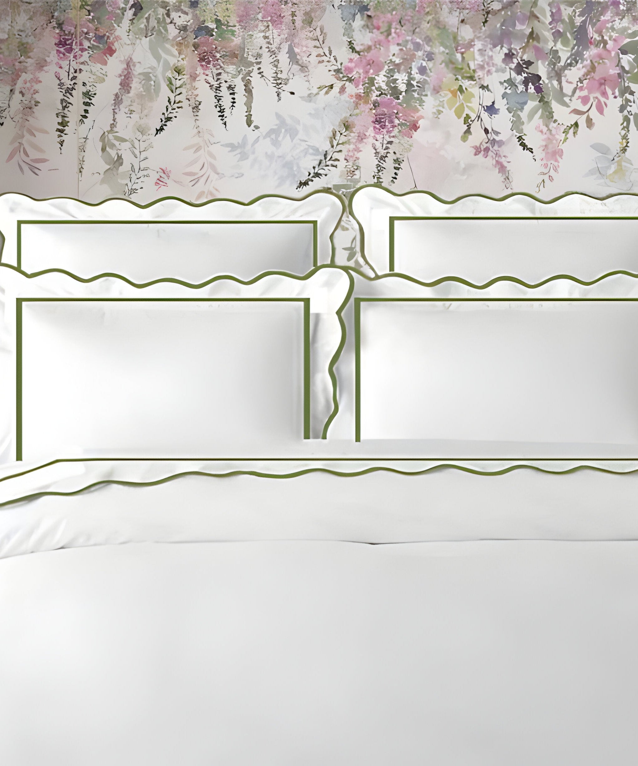 400TC Cotton Scallop Embroidery & Border Sateen Solid Duvet Cover Set