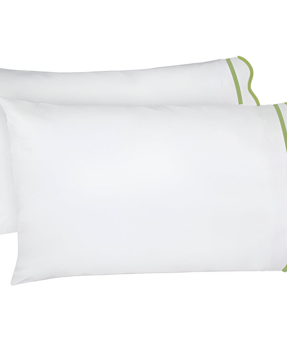 400TC Cotton Scallop Embroidery & Border Sateen Solid Pillowcases (Set Of 2)