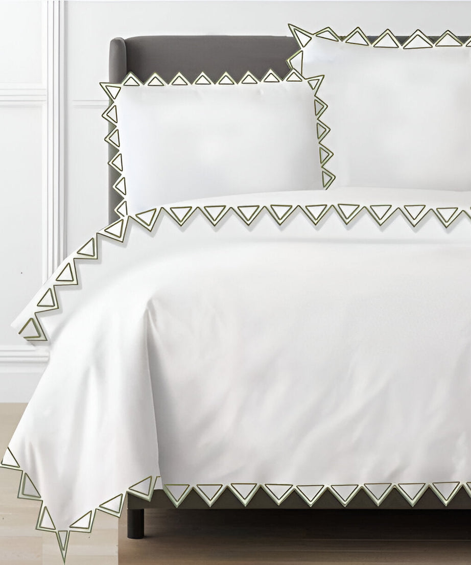 Ashley 400TC Cotton Traingle Embroidery Sateen Solid Duvet Cover Set