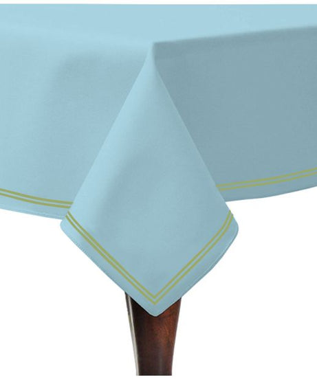 Double Embroidery Border Sateen Cotton Solid Table Cloth - Light Blue