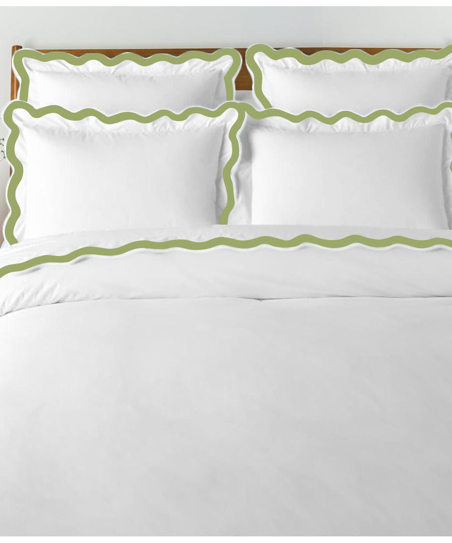 400TC Applique Scalloped Embroidery Cotton Duvet Cover Set