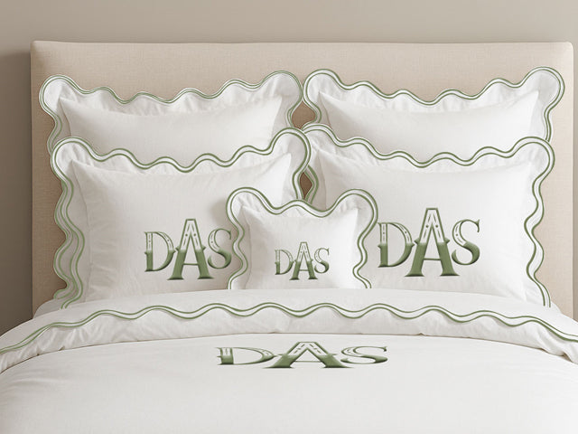 Monogram Cotton Luxurious Double Scallop Duvet Cover