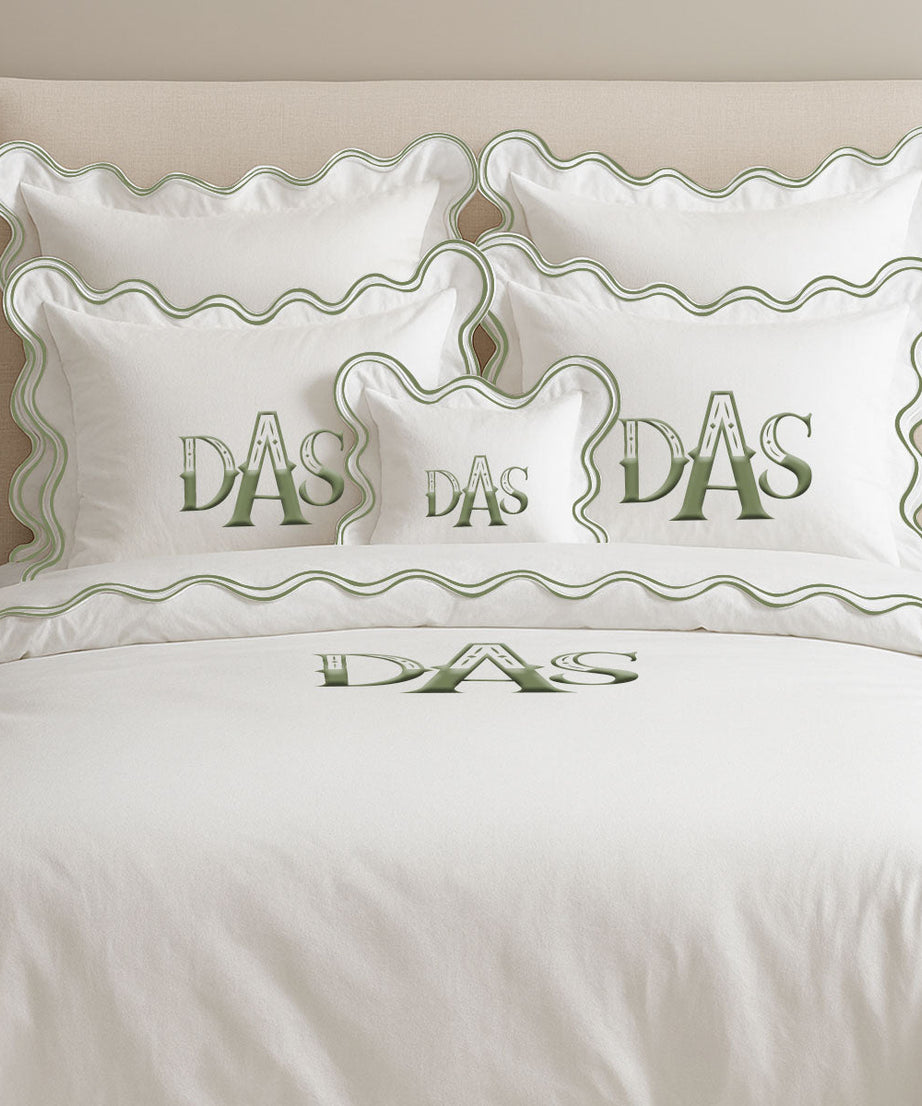 Monogram Cotton Luxurious Double Scallop Duvet Cover