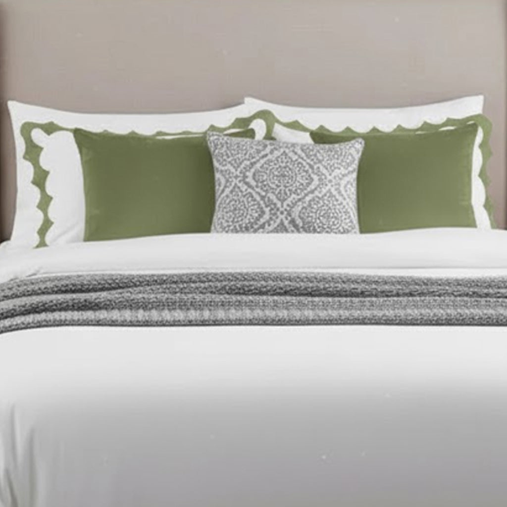 Reverse Scalloped Applique Embroidery Cotton Duvet Cover Set