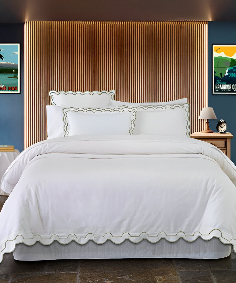 400TC Reverse U Shape Embroidery Cotton Duvet Cover Set