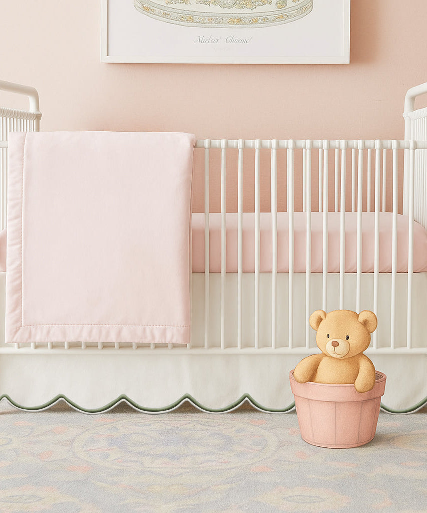 Scallop Embroidery Cotton Crib Skirt