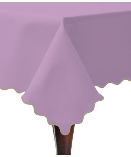 Scallop Embroidery Sateen Cotton Solid Table Cloth - Lilac