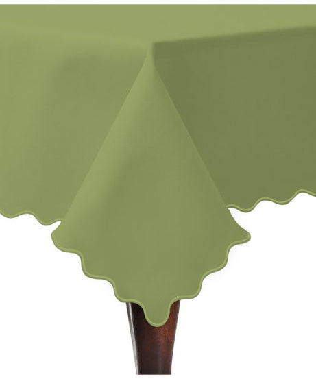Scallop Embroidery Sateen Cotton Solid Table Cloth - Sage