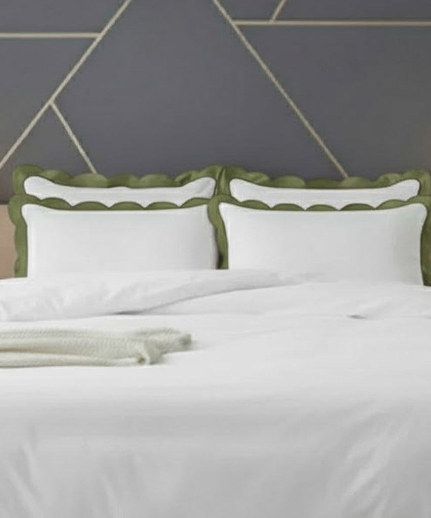 Scalloped & Wavy Applique Embroidery Cotton Duvet Cover Set