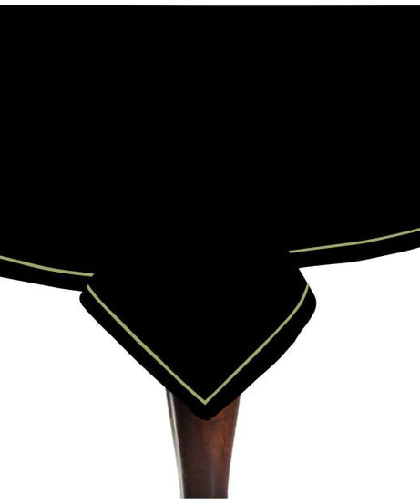 Single Embroidery Border Sateen Cotton Solid Table Cloth - Black