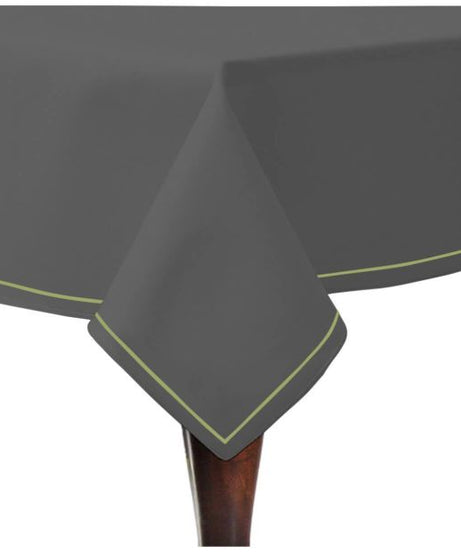 Single Embroidery Border Sateen Cotton Solid Table Cloth - Dark Grey