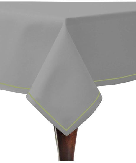 Single Embroidery Border Sateen Cotton Solid Table Cloth - Light Grey