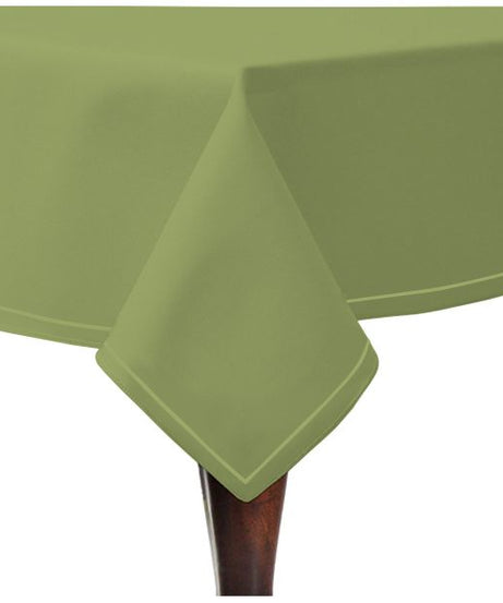 Single Embroidery Border Sateen Cotton Solid Table Cloth - Sage