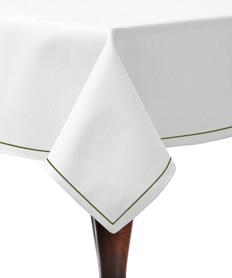 Single Embroidery Border Sateen Poly Cotton Solid Table Cloth