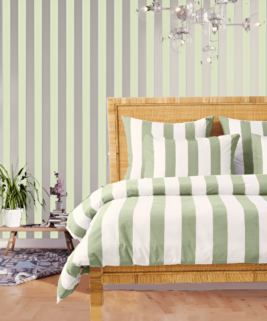 400TC Stripe Border Frame Cotton Sateen Duvet Cover Set