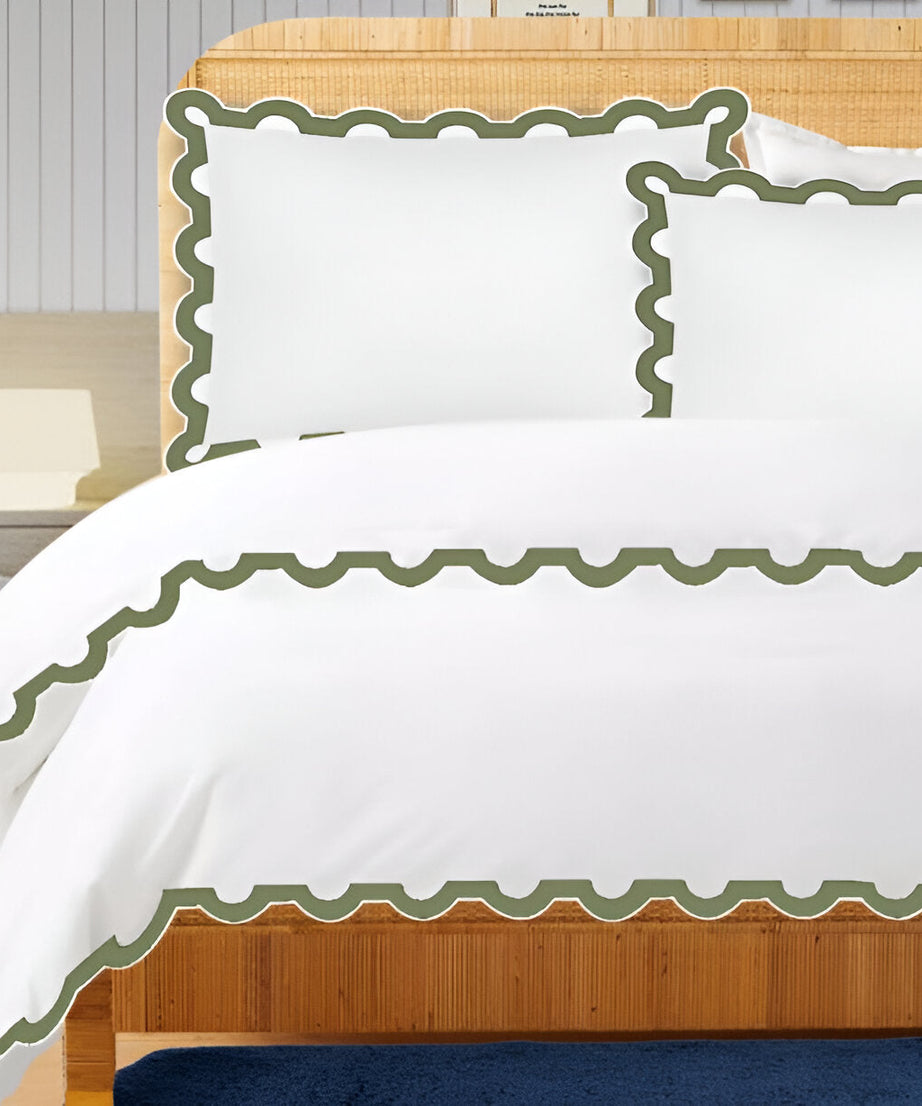 400TC U Shape Applique Embroidery Cotton Duvet Cover Set