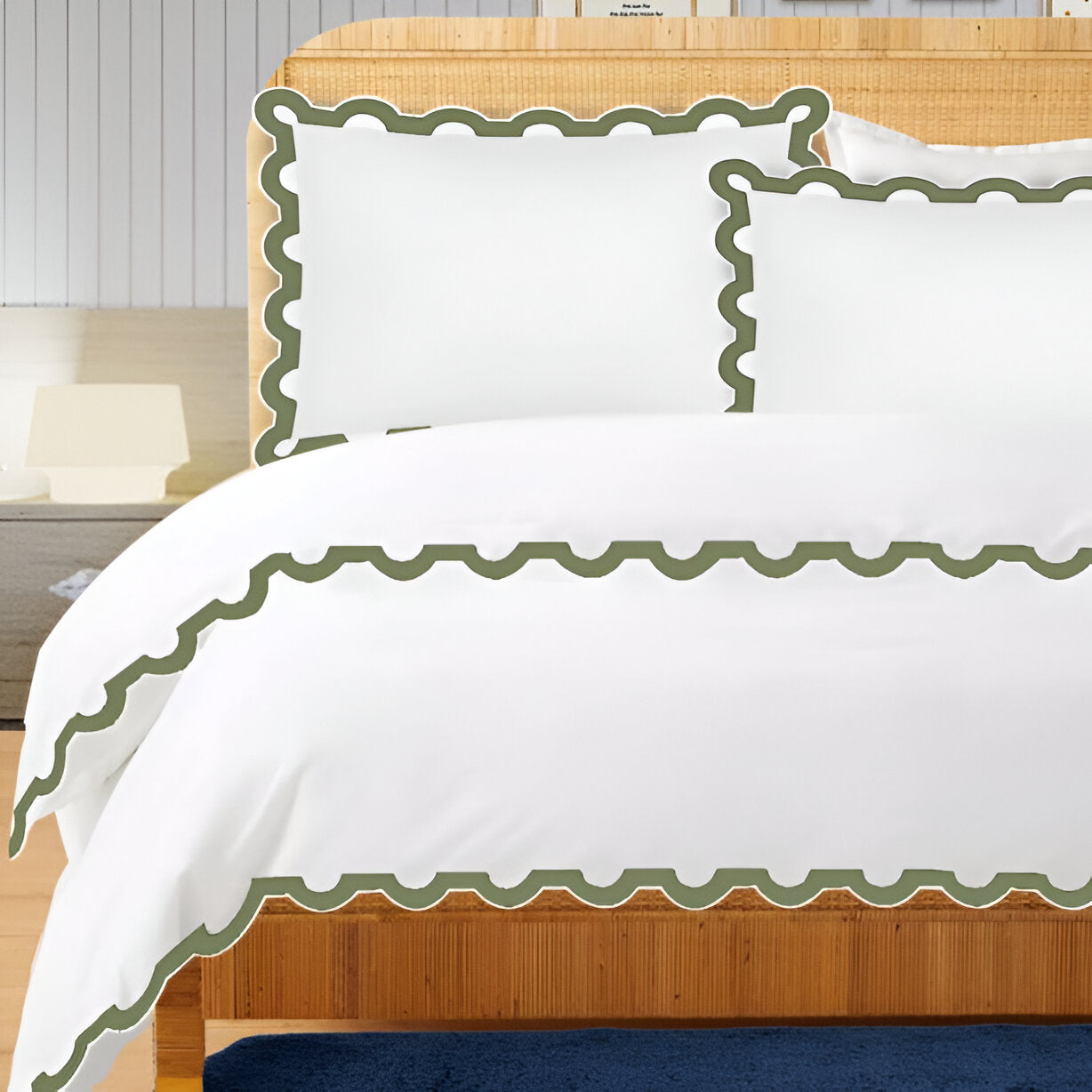 400TC U Shape Applique Embroidery Cotton Duvet Cover Set