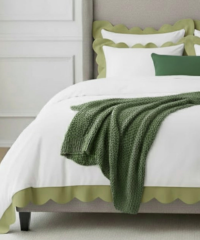 Wavy Applique Embroidery Cotton Duvet Cover Set