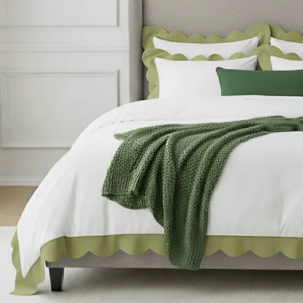 Wavy Applique Embroidery Cotton Duvet Cover Set