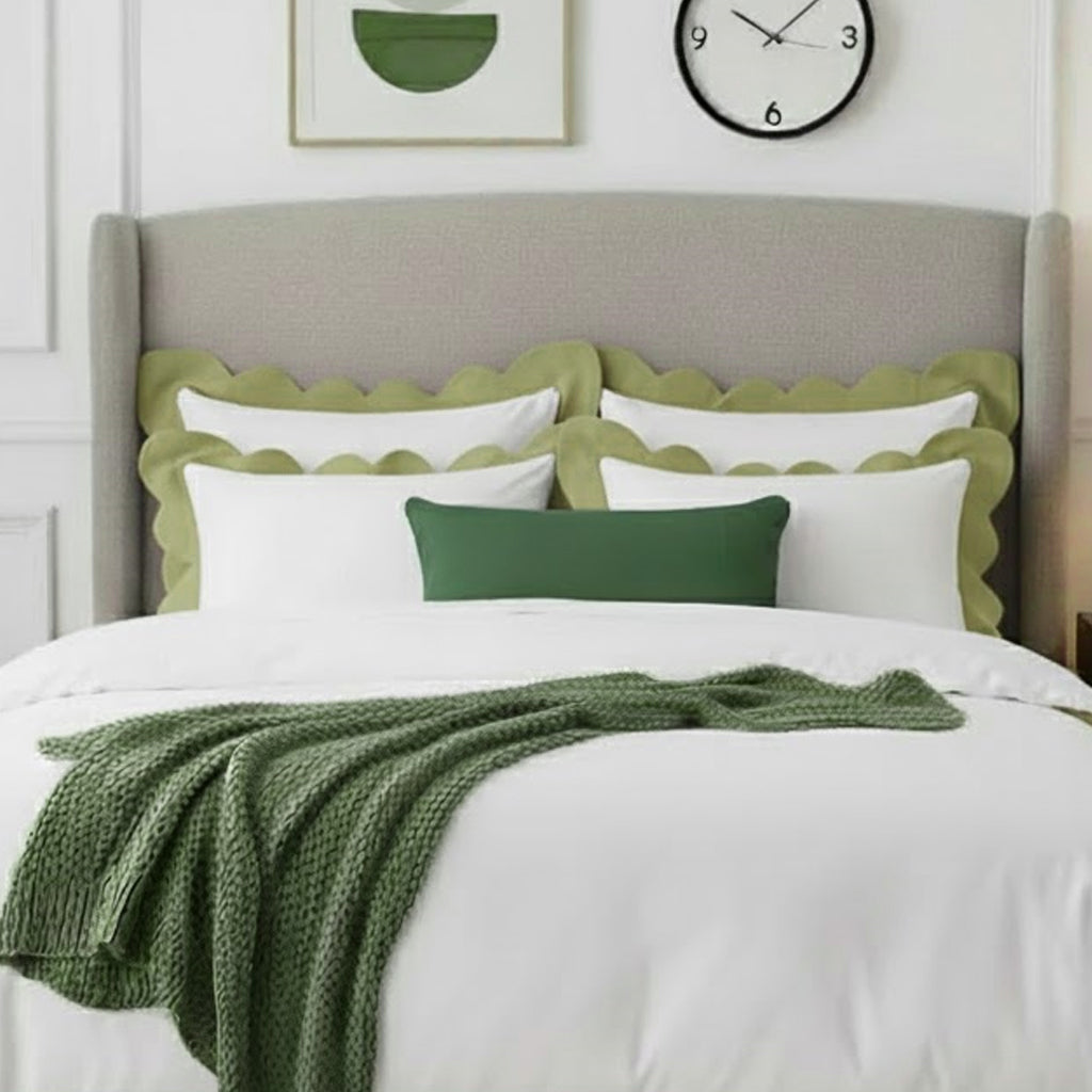 Wavy Applique Embroidery Cotton Duvet Cover Set