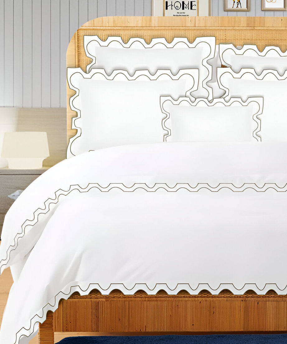 400TC Zig & Zag U Shape Embroidery Cotton Duvet Cover Set