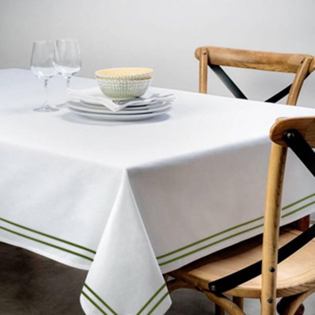 Double Embroidery Border Cotton Sateen Solid Table Cloth