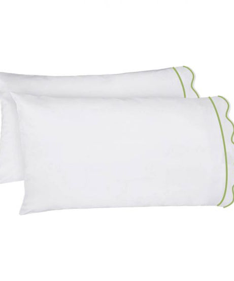 400TC Cotton Scallop Embroidery & Border Sateen Solid Sheet Set