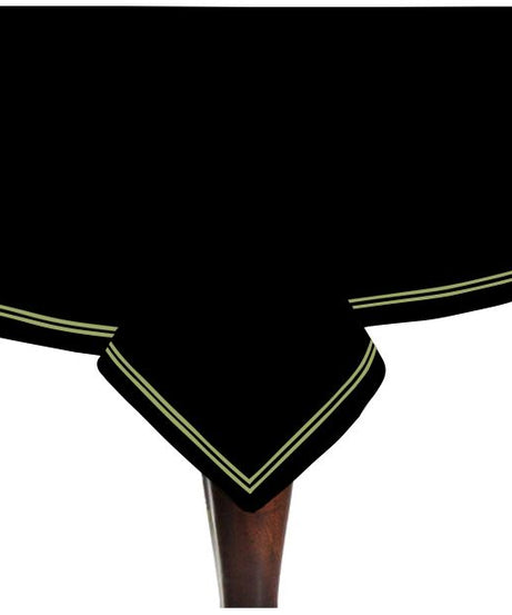 Double Embroidery Border Sateen Cotton Solid Table Cloth - Black