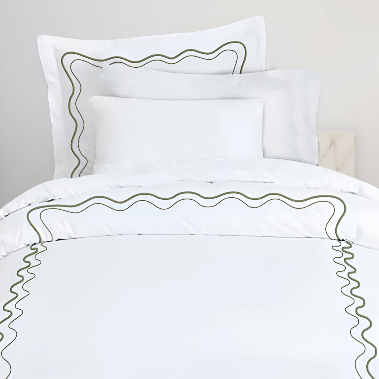 Double Wavy Embroidered Cotton Duvet Cover Set
