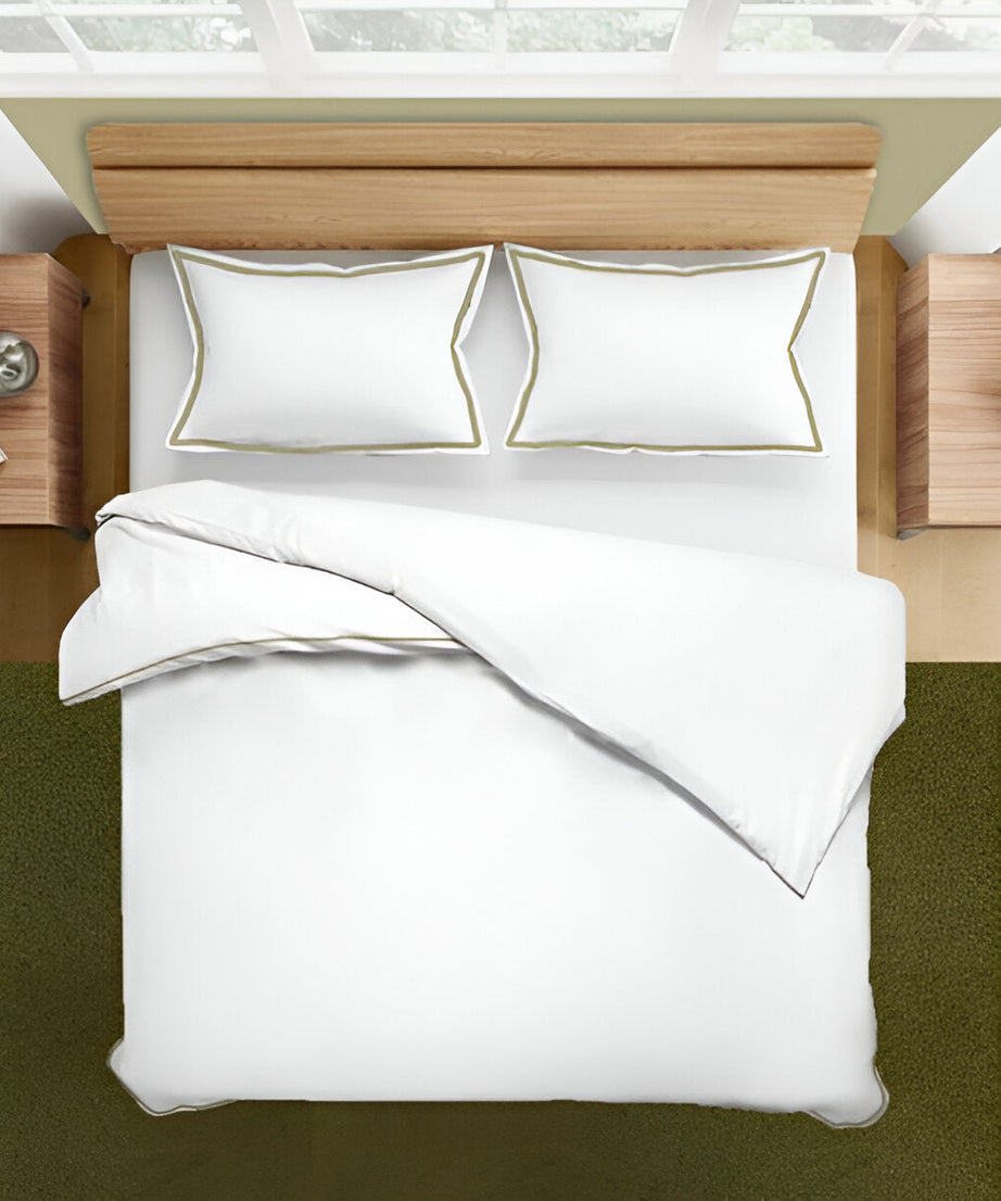 400TC Embroidery Cotton Sateen Solid Duvet Cover Set