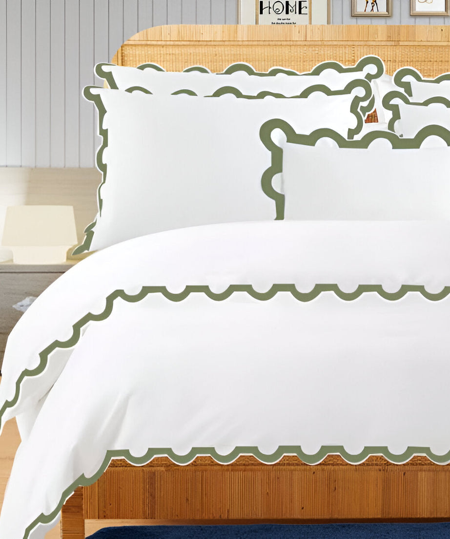 400TC U Shape Applique Embroidery Cotton Duvet Cover Set