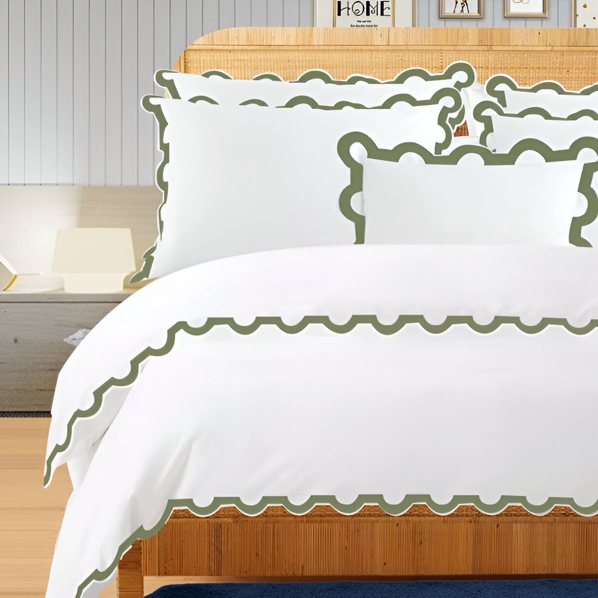 400TC U Shape Applique Embroidery Cotton Duvet Cover Set