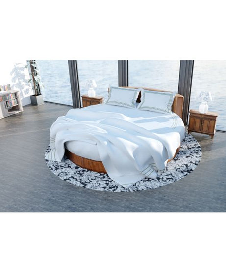 400TC Cotton Triple Embroidery Sateen Solid Round Duvet Cover Set