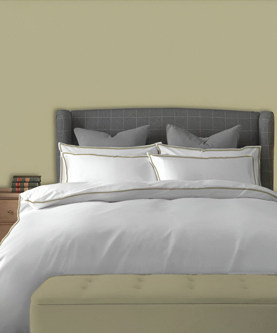 400TC Embroidery Cotton Sateen Solid Duvet Cover Set