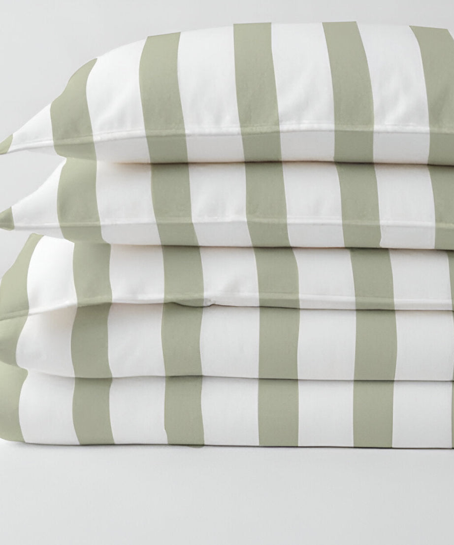 400TC Stripe Border Frame Cotton Sateen Duvet Cover Set