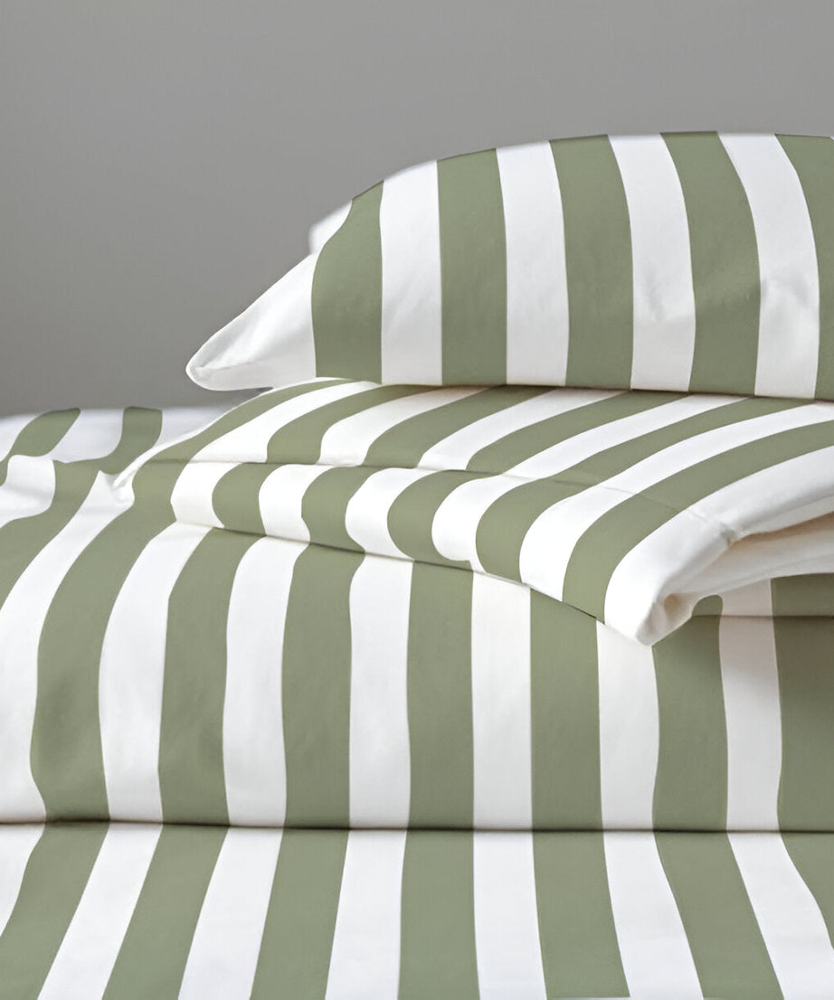 400TC Stripe Border Frame Cotton Sateen Duvet Cover Set