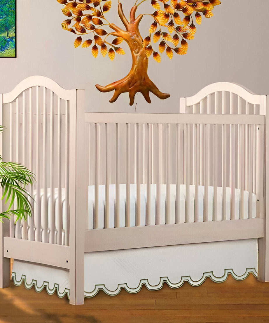 U Shape Scallop Embroidery Cotton Tailored Crib Skirt