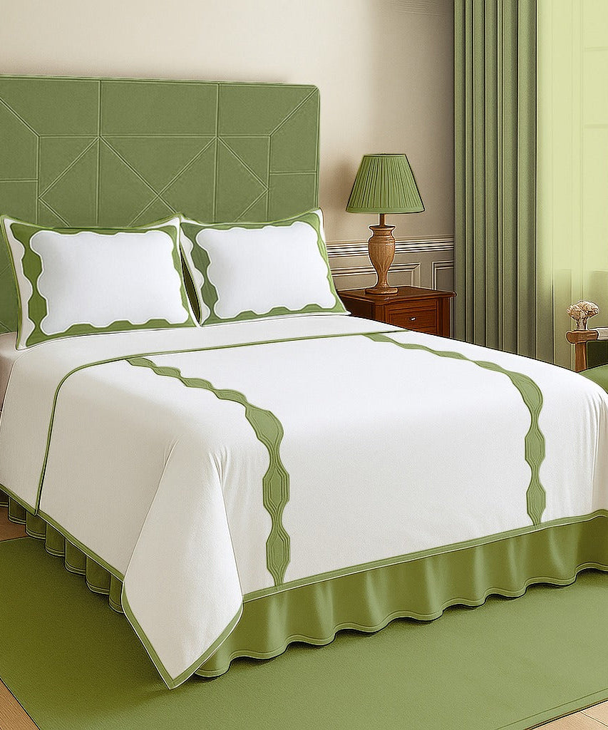 Hexagonal Applique Border Cotton Duvet Cover Set