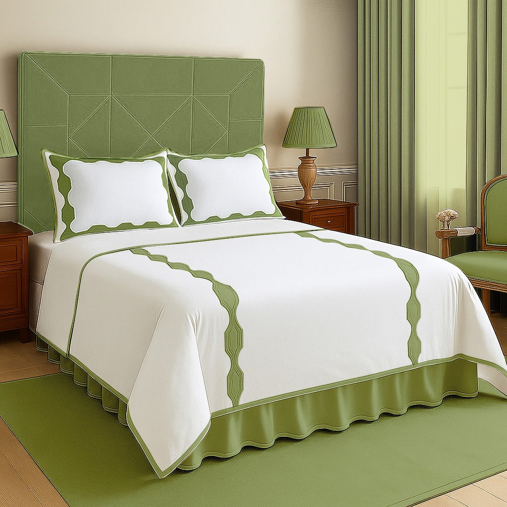Hexagonal Applique Border Cotton Duvet Cover Set