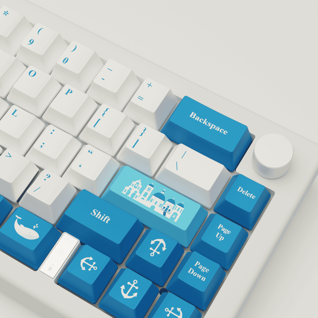 Santorini Story Design Keycaps and Mechanical Keyboard