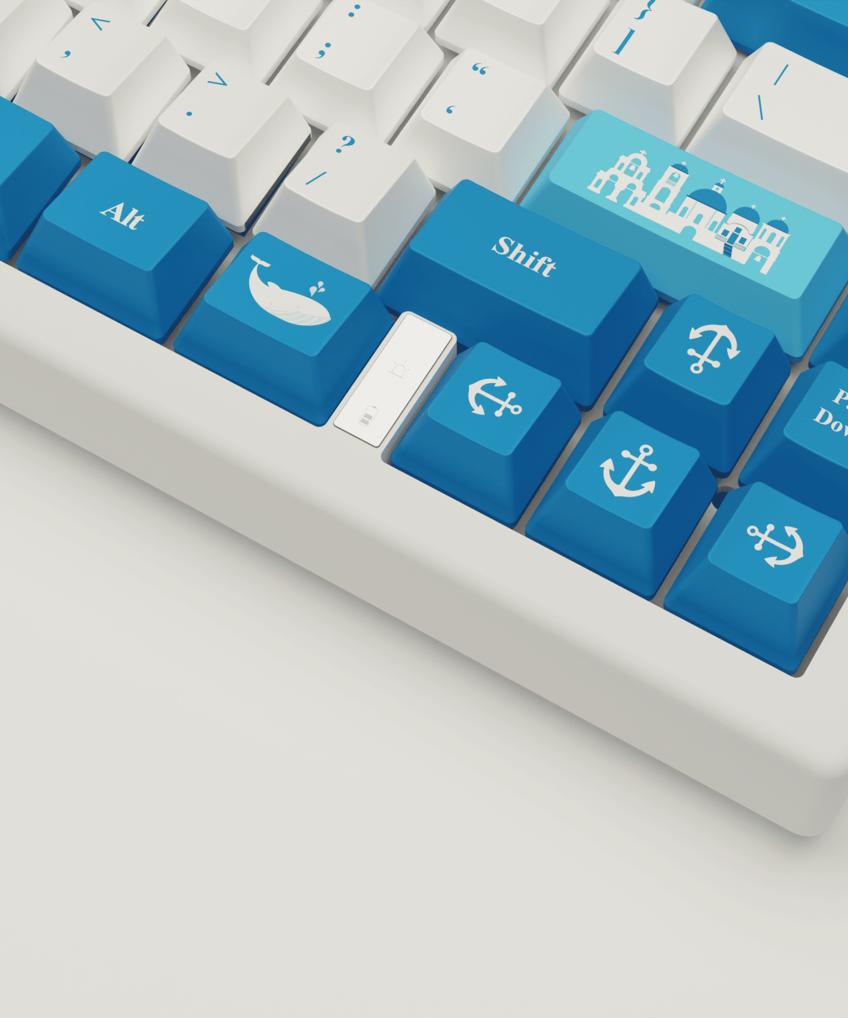 Santorini Story Design Keycaps and Mechanical Keyboard