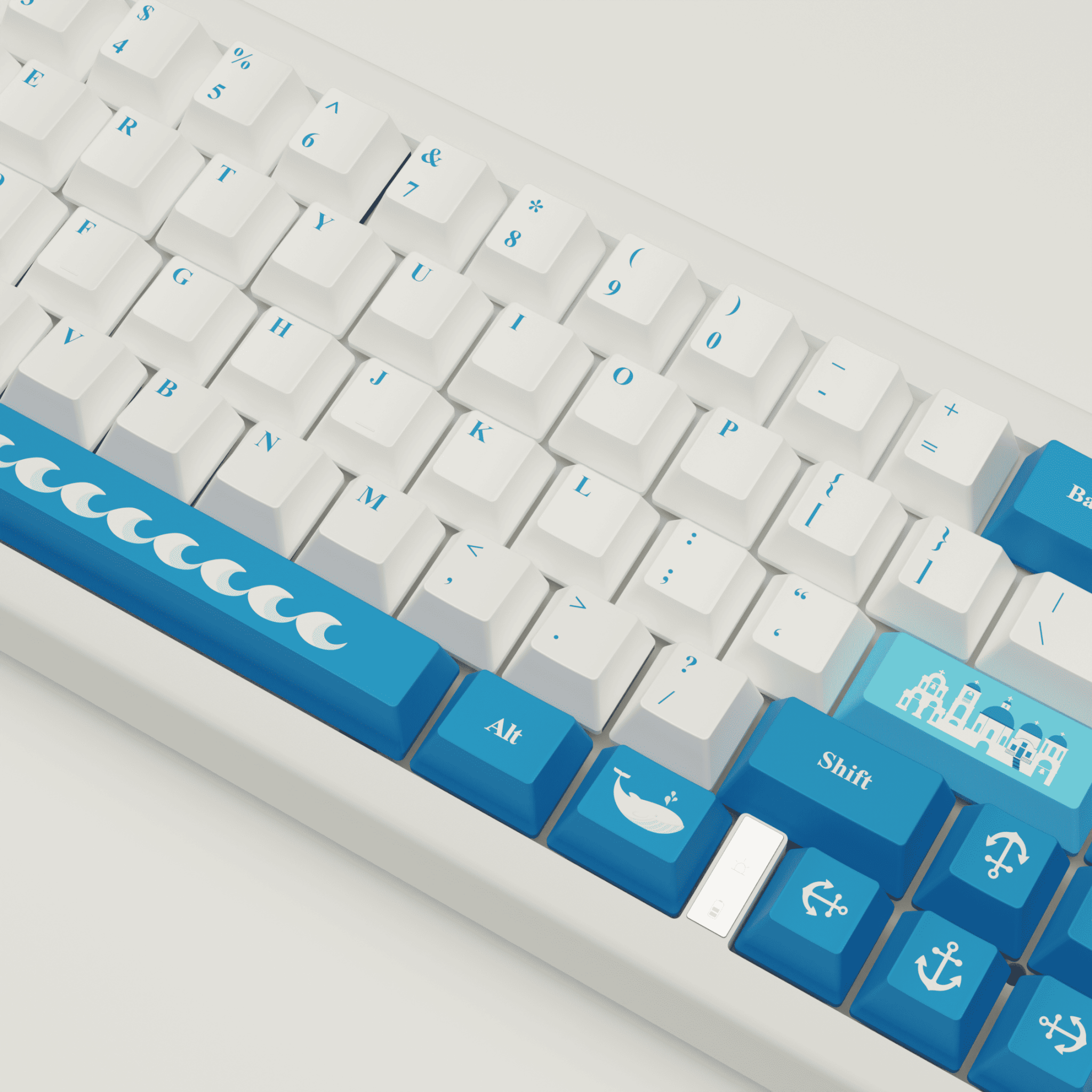 Santorini Story Design Keycaps and Mechanical Keyboard
